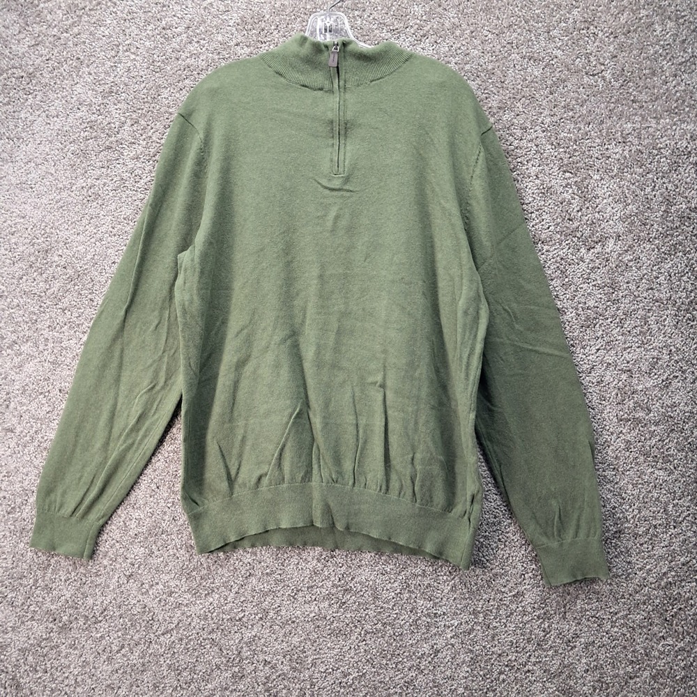 Daniel Hechter Paris Mens XL Olive Green Cotton Cashmere Quarter Zip Sweater